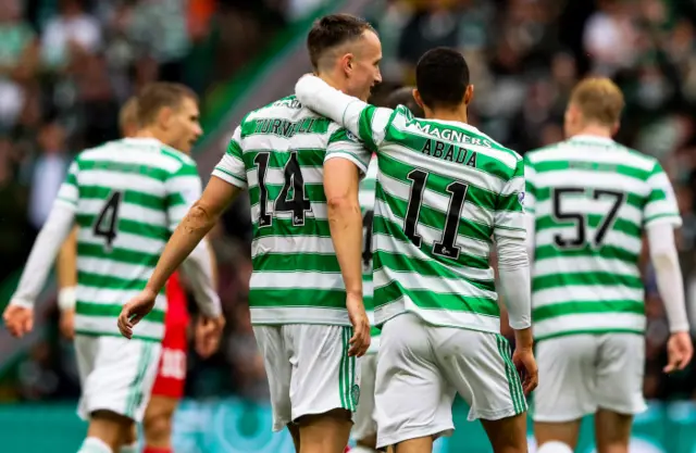 Celtic's David Turnbull and Liel Abada celebrate