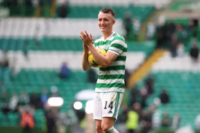 Celtic scorer David Turnbull with his match ball