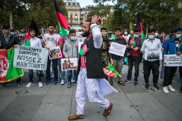 Protesters in central Paris on Sunday