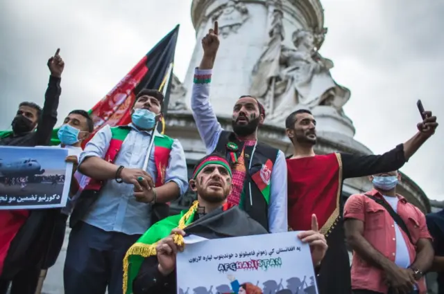 Protesters in central Paris on Sunday