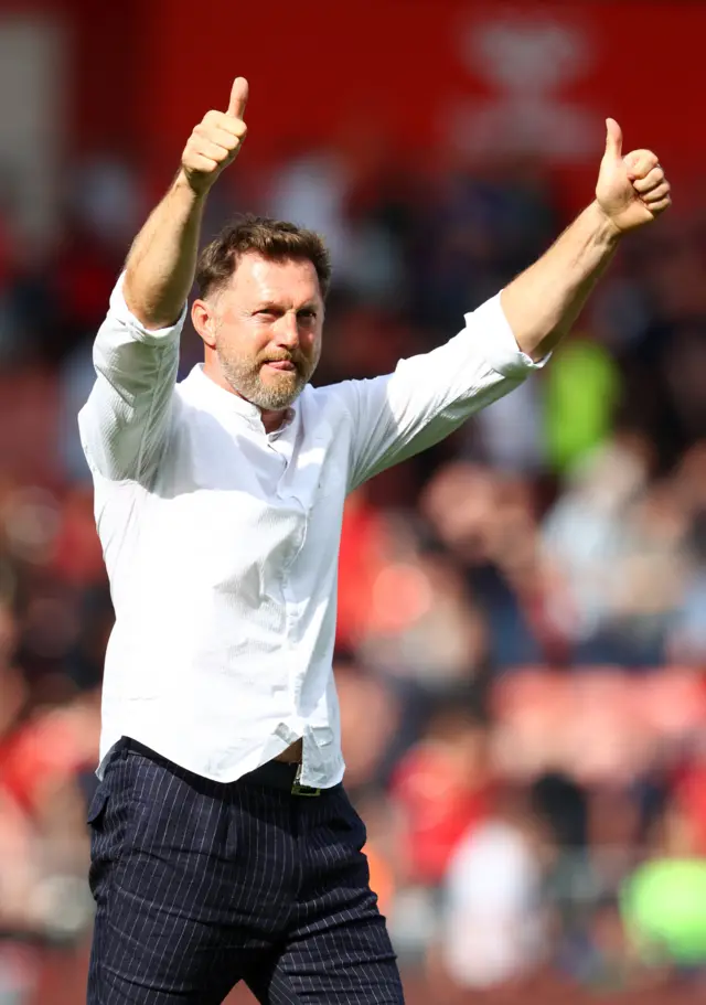 Ralph Hasenhuttl gives the Southampton fans the thumbs up