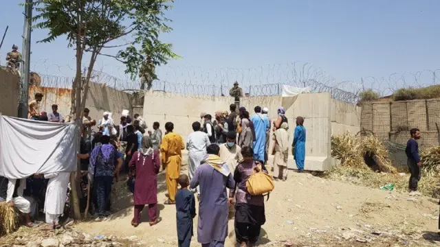 People waiting at Kabul airport