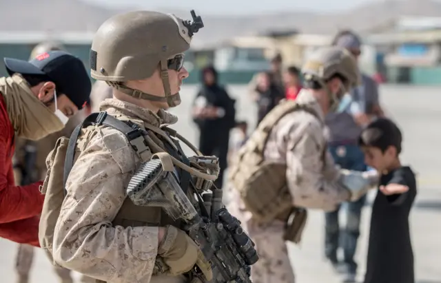 A soldier at Kabul airport