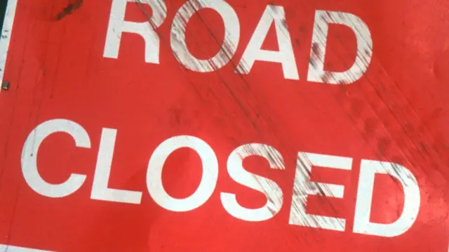 Road closed sign