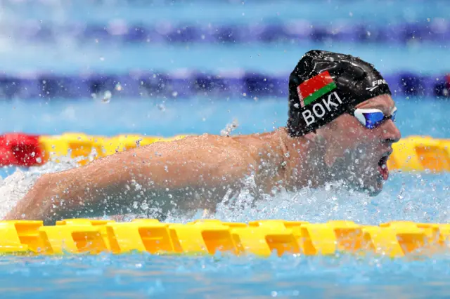 Ihar Boki of Team Belarus competes in the Men’s 100m Butterfly - S13 final