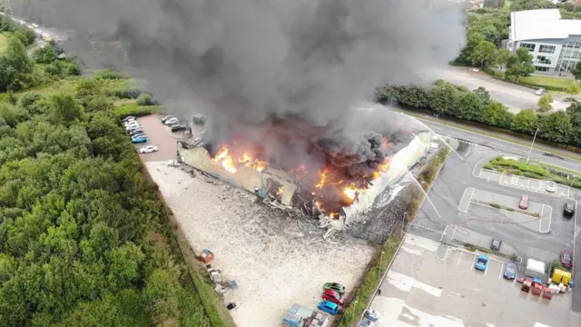 The fire destroyed the RAM Enterprise distribution warehouse on Prologis Park