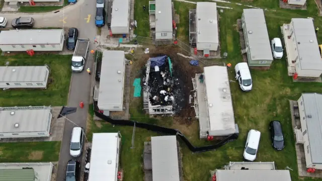 Aerial picture of blaze scene