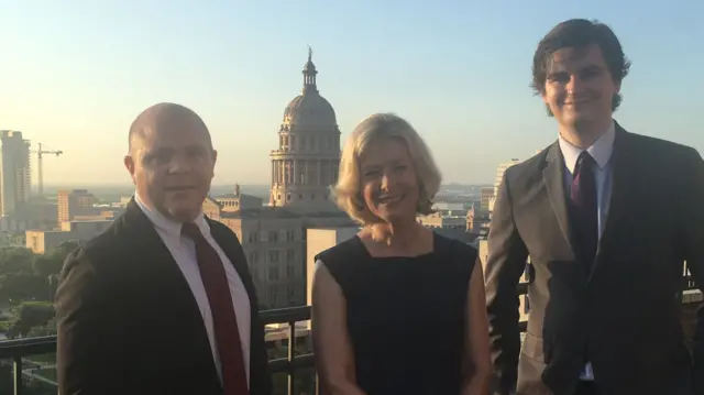 Thomas McGregor, Chairman of the South Dallas Republic Club, with Laura Trevelyan and Dallas Emerson.