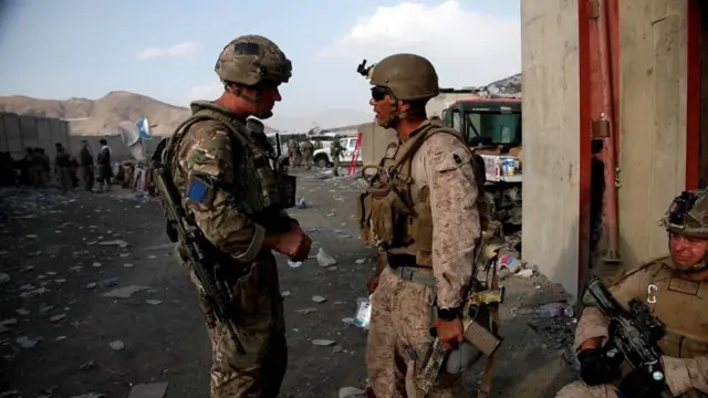 Soldiers at Kabul airport