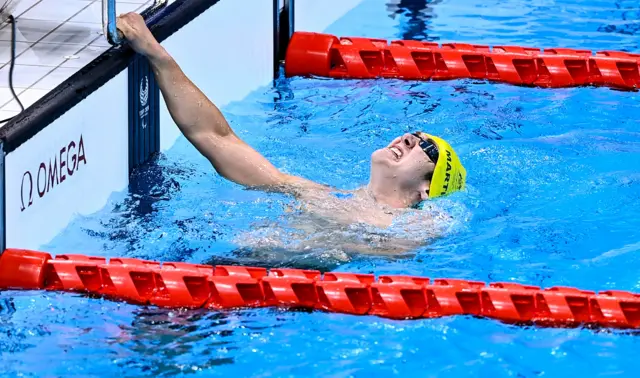 William Martin of Australia celebrates winning the Men's S9 400m Freestyle