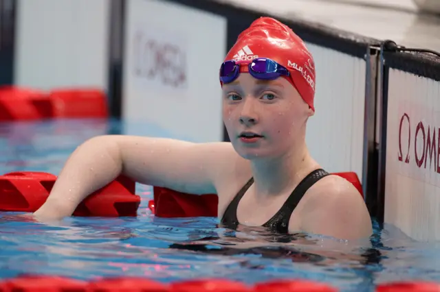 Zara Mullooly of Team Great Britan looks on after competing in Women's 50m Freestyle - S10 heat