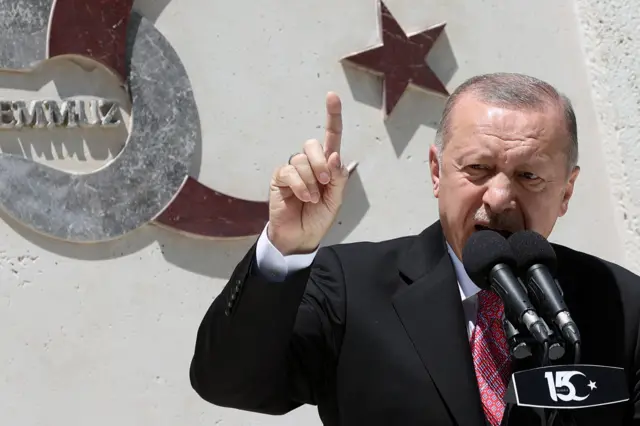 Turkish President Recep Tayyip Erdogan speaking