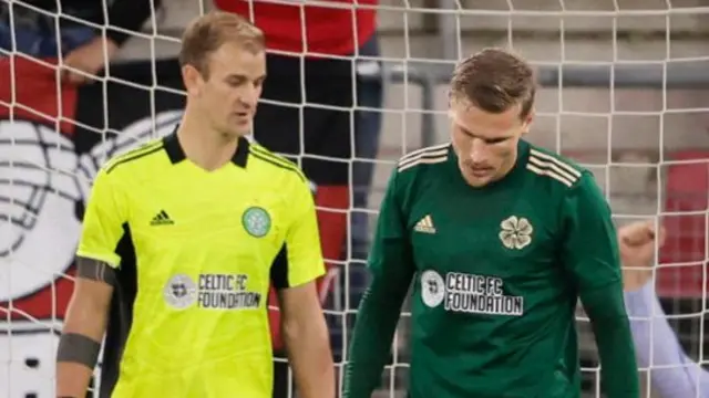 Celtic's Joe Hart and Carl Starfelt are left disappointed