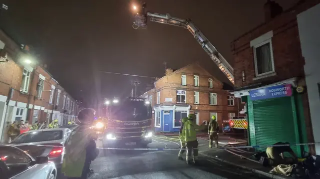 Emergency crews at Bosworth Street in Leicester