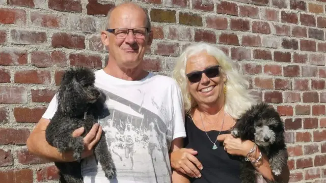 Annie, husband Pete and dogs Jimi and Bowie