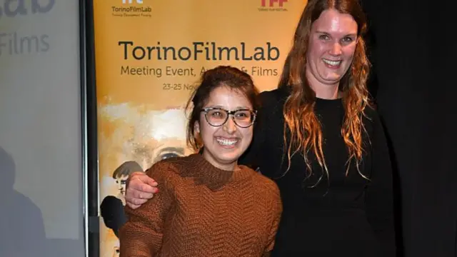 Shahrbanoo Sadat, pictured, left, at the Torino Film Festival on November 24, 2016 in Turin, Italy