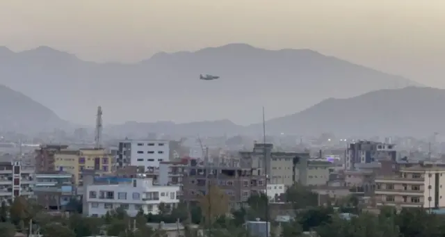 A general view of the area after two explosions reported outside Hamid Karzai International Airport