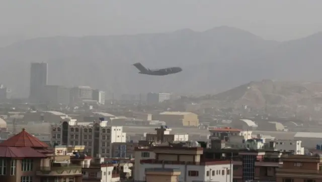 Plane flies over Kabul on August 24 2021