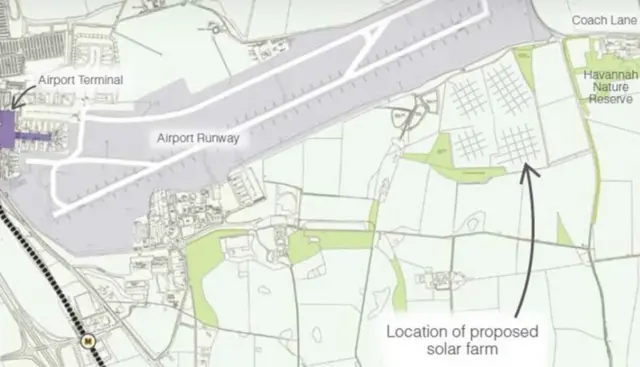 Map showing location of planned solar farm