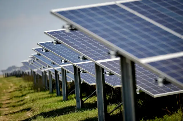 Solar panels on a solar farm