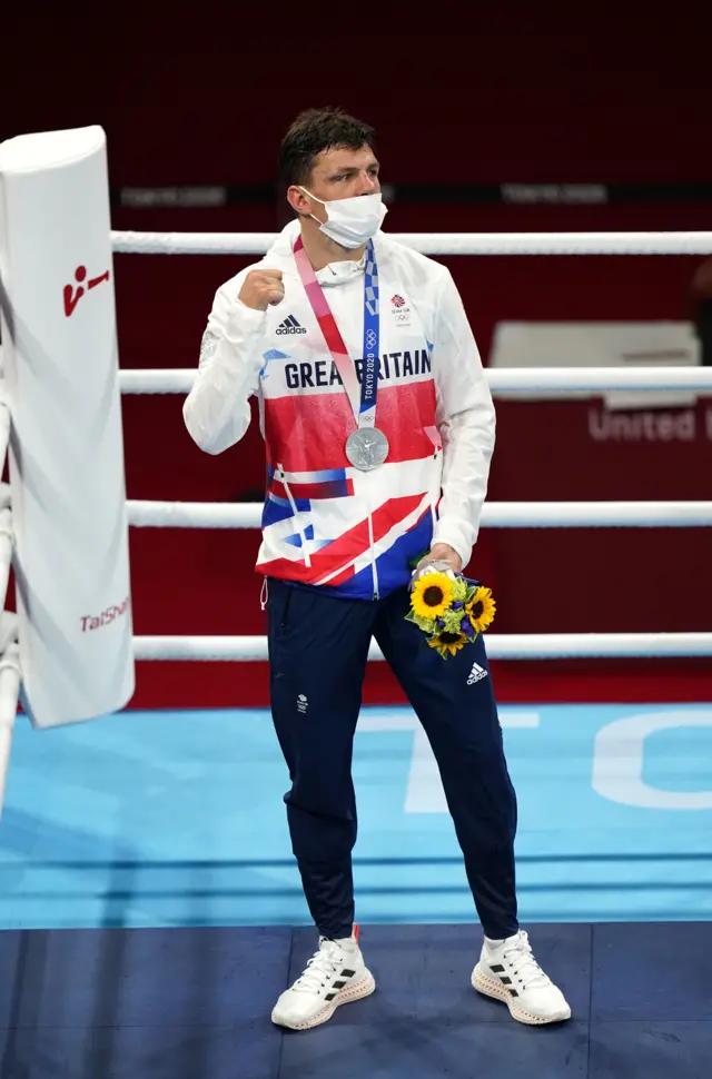 Pat McCormack and his silver Olympic medal in the Men's Welterweight Boxing Final