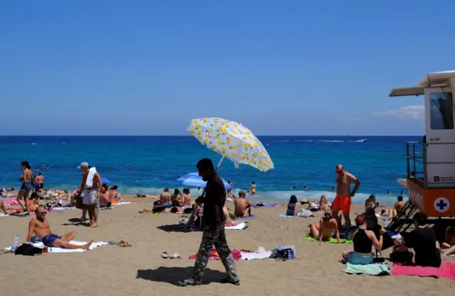 File picture of a beach in Barcelona, Spain