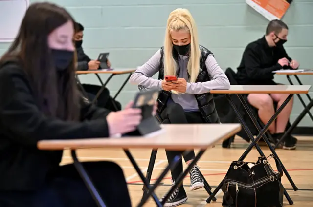 Pupils in masks