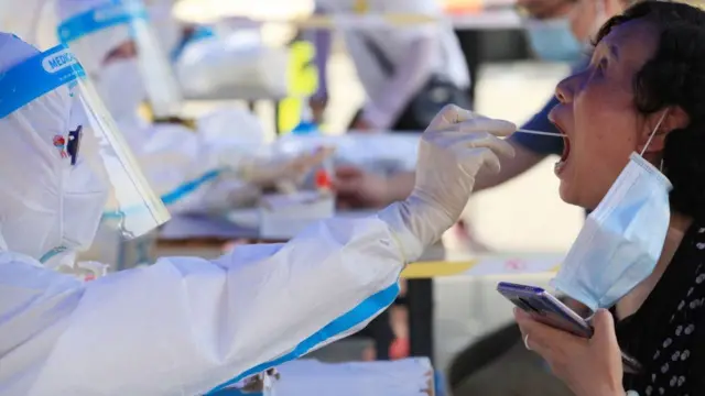 File photo of mass testing in China