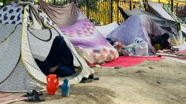 Tents in a park in Kabul