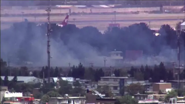 Smoke seen rising from Kabul airport