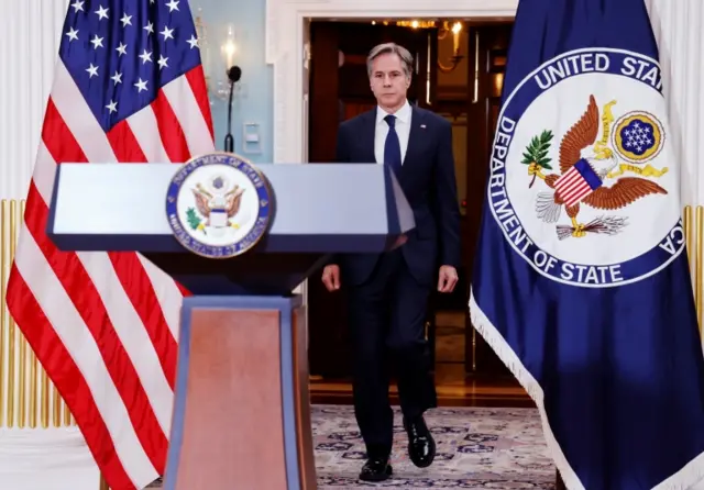 US Secretary of State Antony Blinken speaks at the US State Department, 30 August 2021