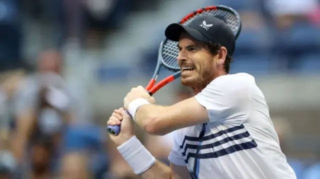 Andy Murray after hitting a backhand