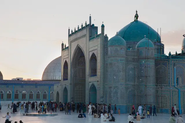 The 12-Century Blue Mosque is a symbol of Mazar-i-Sharif