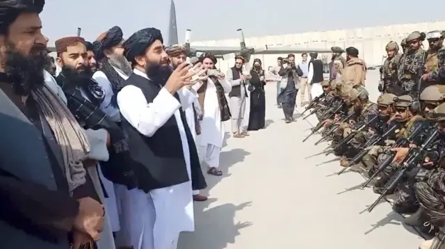 Taliban spokesman Zabihullah Mujahid at Kabul airport