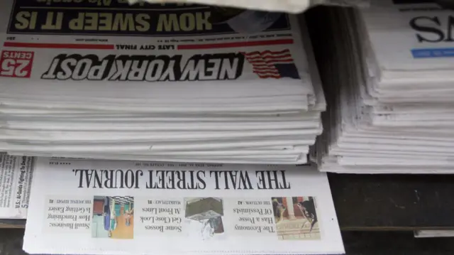 US newspapers on display at a newsstand in New York. File photo