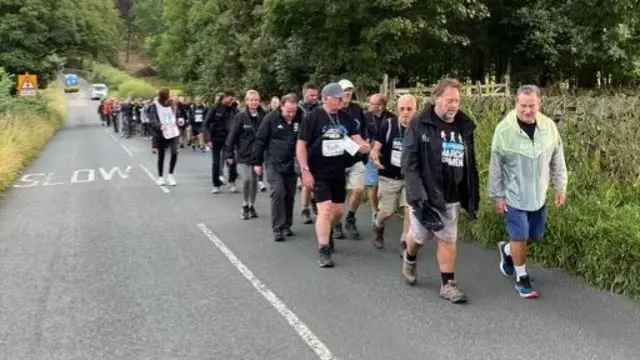 Jeff Stelling and supporters on charity walk