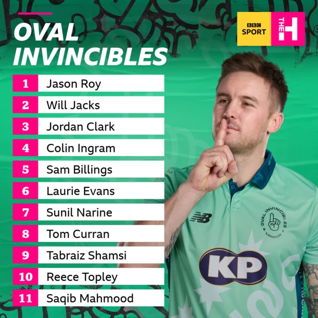 Oval Invincibles team for their men's hundred game against Birmingham Phoenix