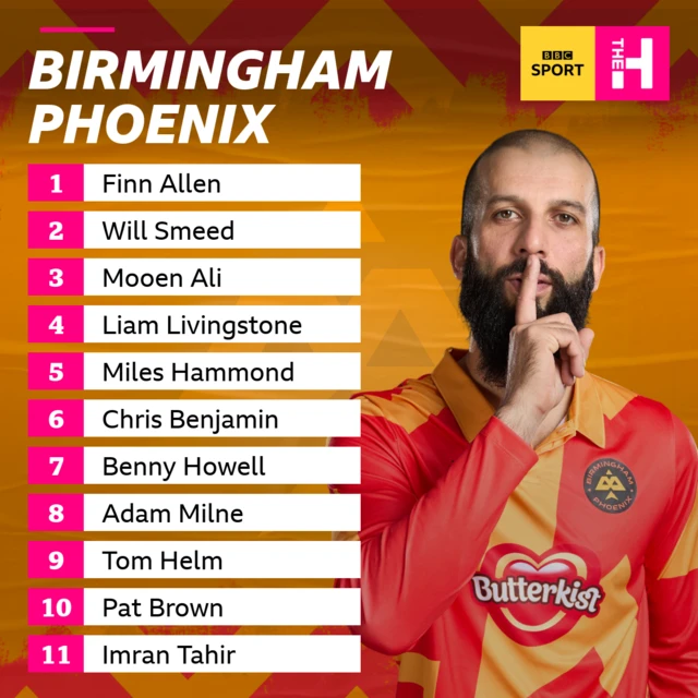 Birmingham Phoenix team for their men's hundred game against Oval Invincibles