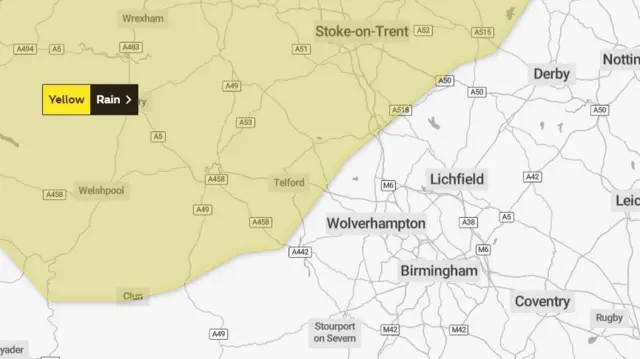 Area covered by weather warning