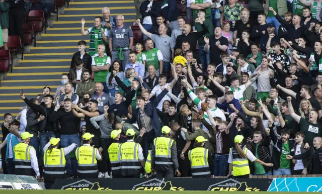 Hibs fans at Fir Park