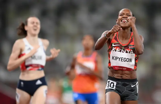 Kipyegon wins from Muir