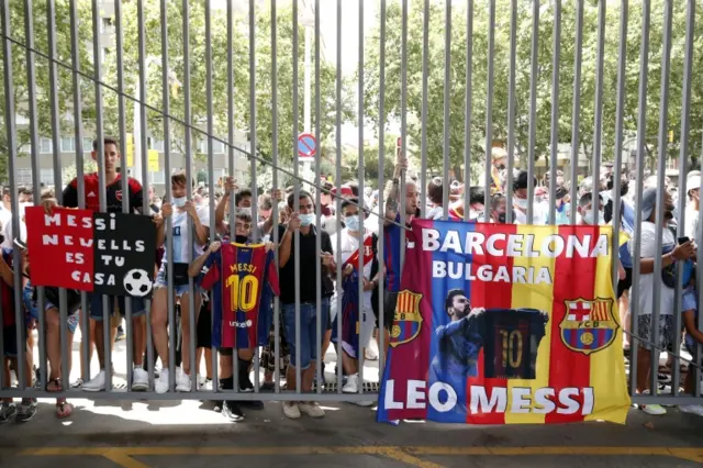 Barcelona fans outside the Nou Camp