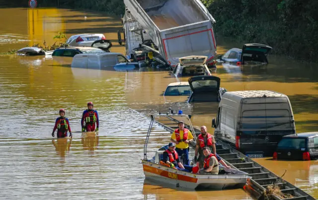 Search and rescue during the flooding in Germany