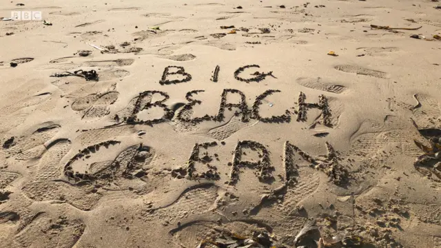 Big Beach Clean writing in the sand