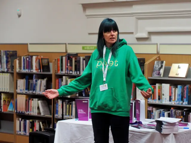 Wolverhampton’s first poet laureate, Emma Purshouse, presents at this year’s young poet laureate competition