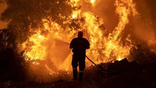 Wildfire on the island of Evia, Greece