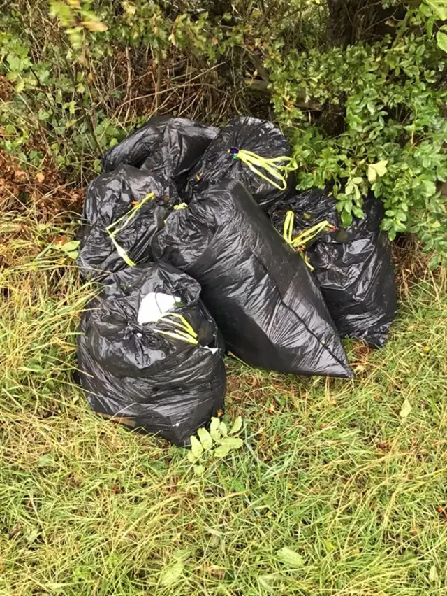 Fly-tipped bags