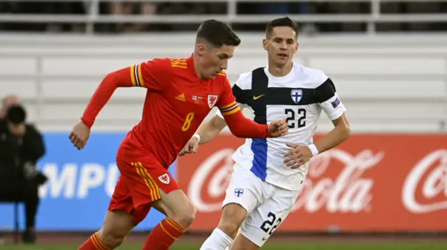 First half action as Harry Wilson dribbles ball