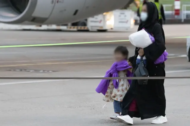 A civilian charter flight arriving at a Midlands airport from Kabul