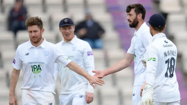 James Vince takes a wicket